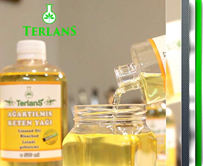 TERLANS Refined Linseed Oil 100 ml (3.38 Fl.Oz) – Oil Paint Thinner & Medium for Artists, Improves Flow, Transparency & Gloss, Non-Yellowing Natural Linseed Oil, Wood Preserver