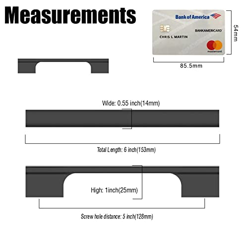 Matte Black Cabinet Handles Kitchen Pulls 5 Inch 12 Pack - color: Matte Black, size: 5 Inch Hole Center