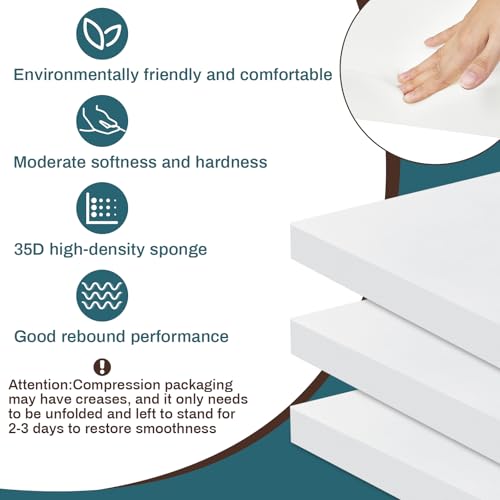 Frienda 3 Pack 2" x 24" x 24" Upholstery High Density Foam Cushion - size: 2 x 24 x 24 Inch