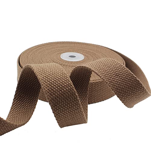 Heavy Cotton Webbing 1 Inch Wide 10 Yard for Bag Handles, Strap, Tote Bag, Cloth Belt, Outdoor Supplies - color: Brown, size: 10Y