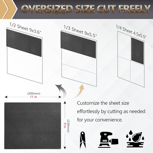 12-Sheet Premium 100 Grit Wet Dry Sandpaper, 9 x 11 Inch - style: 100Grit