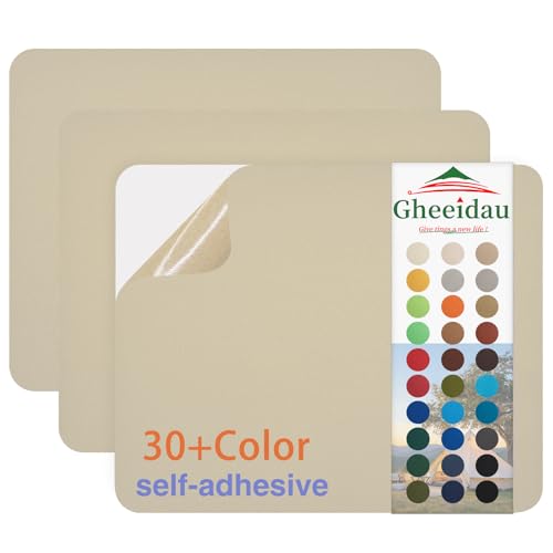 Gheeidau Canvas Repair Patch 9×11 Inch 3Pcs Waterproof Self-Adhesive Fabric Repair Patch for Tents,Boat Cover,Pop Up Canopy,Patio,Bags,Car Seats,Sofas,Furniture Cover (Beige) - color: Beige