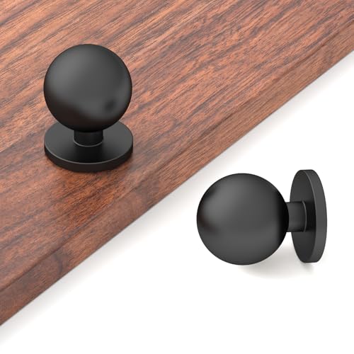 FILTA 10 Pack 1Inch(27mm) Diameter Round Solid Ball Matte Black Cabinet Knobs Drawer Pulls Cabinet Hardware for Kitchen Cabinets and Bathroom Cabinets - color: Matte Black, style: 10 Pack