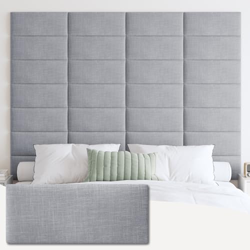 IFNOW Wall Mounted Headboard, Peel and Stick Panels, Light Grey, Queen - color: Fabric-light Grey, size: Twin