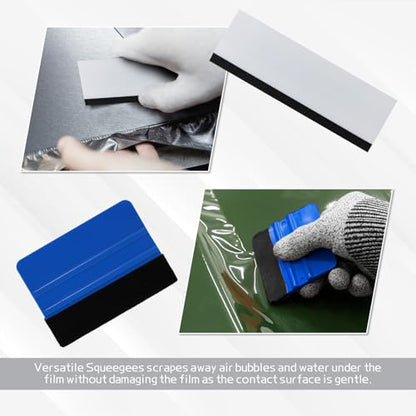 17PCS Window Tint Kit, Car Vinyl Wrap Application Tools, Auto Window Film Tinting Kit, Glass Protective Film Installation Set Includes Squeegees, Cutting Knife with Blades - size: 17PCS