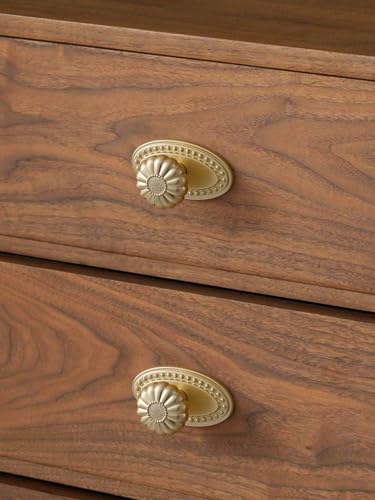 Brushed Gold Cabinet Knobs 5 Pack with Base Brass Drawer Pulls Kitchen Cupboard Bathroom Dresser Cabinet Hardware Handles Zinc Alloy - color: Brushed Gold, size: Knob with Base