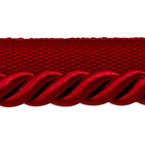 Trims by the Yard Hilda 3/8" Twisted Lip Cord Trim, Versatile Trim for DIY Crafts, Picture Frames, Home Decor, and Fashion Items, 10-Yard Cut, Red - color: Red