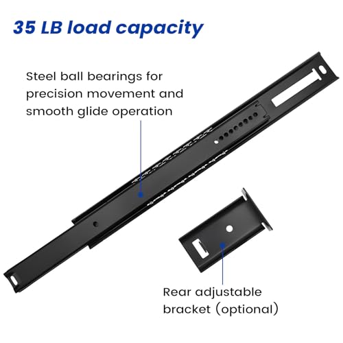 LONTAN 5 Pcs 18 Inch Black Center Mount Drawer Slides - size: 18 Inch