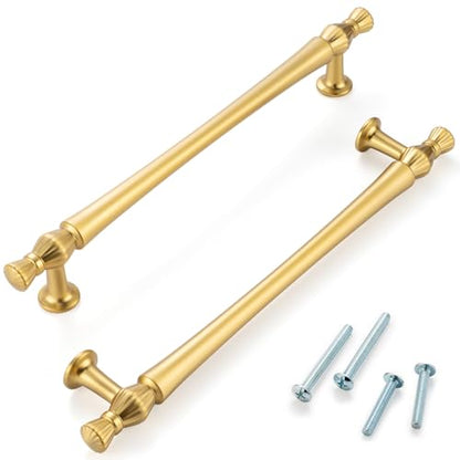 6-1/4 Inch Brushed Gold Cabinet Pulls 10 Pack French Style P2408 - color: Brushed Gold, size: 6-1/4" Hole Centers-10 Pcs