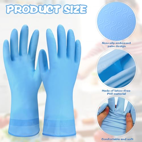 Rubber Reusable Gloves Long Household Dishwashing Gloves Kitchen Cleaning for Dishes Clean Gardening - color: Blue, size: Large