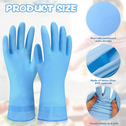 Rubber Reusable Gloves Long Household Dishwashing Gloves Kitchen Cleaning for Dishes Clean Gardening - color: Blue, size: Large