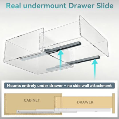 14 Inch Bottom Mount Soft Close Drawer Slides, 88 lbs Capacity - size: 14 Inch