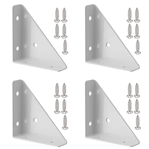 4-Pack Metal Corner Brace Brackets 66mm for Table Cabinet Shelf - size: White