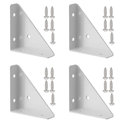 4-Pack Metal Corner Brace Brackets 66mm for Table Cabinet Shelf - size: White