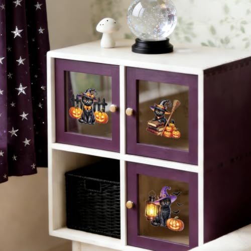 Peacoblue Black Cat Pumpkin Rub On Transfers for Craft, Transfer Sticker - style: Black Cat and Pumpkin