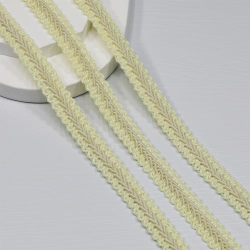 Gimp Braid Trim 12Yards 12mm/0.47inch Fabric Decorative Webbing for All Kinds of Sewn Garments, Curtains,Lampshade, Sofa DIY Sewing and Crafting (Beige-12mm) - color: Beige-12mm, size: 12mm