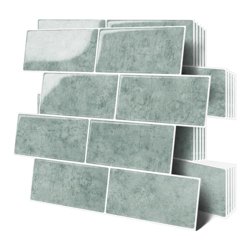 Thicker Design Peel and Stick Backsplash Tile，Self Adhesive Wall Tiles for Kitchen & Bathroom (10 Sheets, Cyan Blue) - color: Cyan Blue