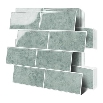 Thicker Design Peel and Stick Backsplash Tile，Self Adhesive Wall Tiles for Kitchen & Bathroom (10 Sheets, Cyan Blue) - color: Cyan Blue