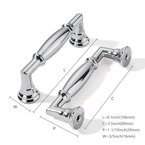 khtumeware 10 Pack 3-1/2 Inch(89mm) Polished Chrome Cabinet Pulls Heavy Duty Soild Cabinet Handles Kitchen Cabinet Hardware for Cupboard Drawer Handles - color: Polished Chrome, size: 3-1/2"(89mm)Hole Center