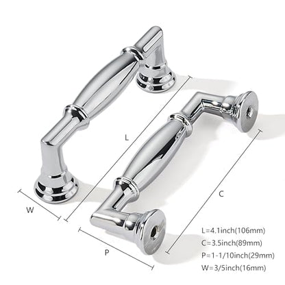 khtumeware 10 Pack 3-1/2 Inch(89mm) Polished Chrome Cabinet Pulls Heavy Duty Soild Cabinet Handles Kitchen Cabinet Hardware for Cupboard Drawer Handles - color: Polished Chrome, size: 3-1/2"(89mm)Hole Center