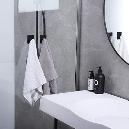 DELITON 8 Pack Adhesive Towel Hooks, Matte Black Wall Hooks for Bathroom - color: Black-8