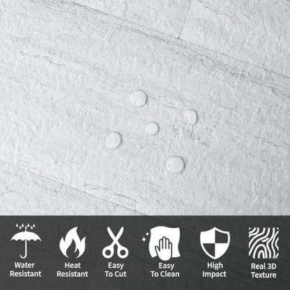 AULIGET 2-Piece Light Shale Peel and Stick Backsplash Wall Tiles, 6" x 12" PVC Faux Stone Stick on Tile for Backsplash Kitchen, Bathroom, Laundry Room, Camper, Fireplace - color: Light Shale, size: 2 Sheets, 6"x12"x0.12"