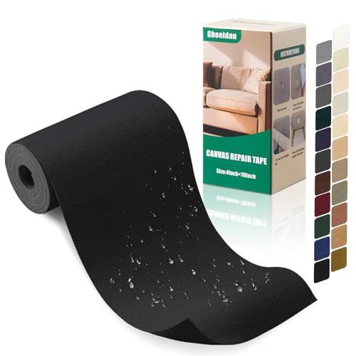 Gheeidau Canvas Repair Tape 4×70 Inch Waterproof Self-Adhesive Fabric Repair Patch for Repairing Boat Covers,Tents,Patio Umbrellas,Car Seats,Luggage,Sofas.(Black) - color: Black, size: 4"×70"