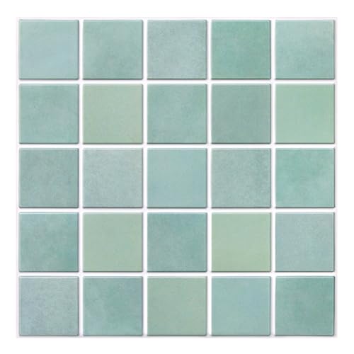 Commomy Matte 3D Peel and Stick Tile,10 Pcs 11.8"x11.8" Light Teal Green - color: Gradient Light Teal Green
