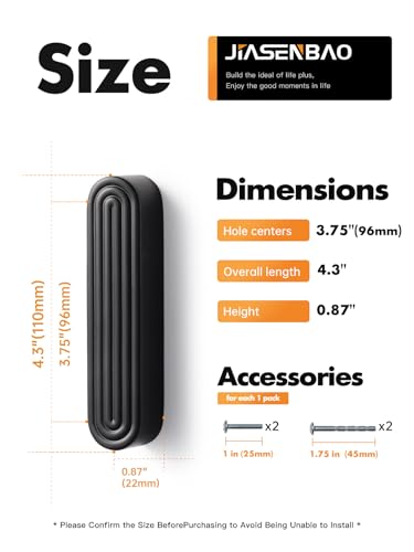 Cabinet Pulls Black 3-3/4" Hole Center 5 Pack - color: Black, size: 3-3/4"(96mm) Hole Center