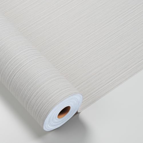 Grasscloth Textured Wallpaper Peel and Stick 24inX393in Fabric Wall Paper Upgraded Peel and Stick Vinyl Contact Paper for Home Wall Decor(Beige Grey) - color: Beige Grey