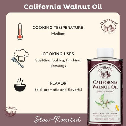 La Tourangelle Roasted Walnut Oil, for Cooking, Baking & Beauty, 16.9 fl oz - size: 16.9 Fl Oz