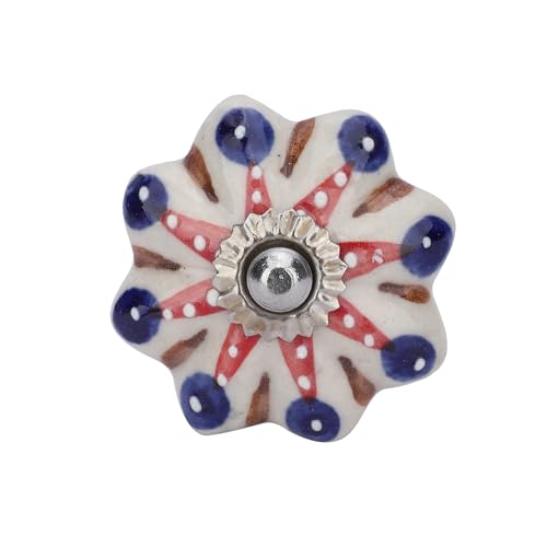 Ajuny Ceramic Cabinet Knobs Set 10 Multicolor Dotted Pumpkin Drawer Pulls
