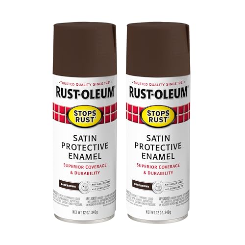 Rust-Oleum Stops Rust Spray Paint, Satin Dark Brown - color: Satin Dark Brown, size: 12 Ounce (Pack of 2)