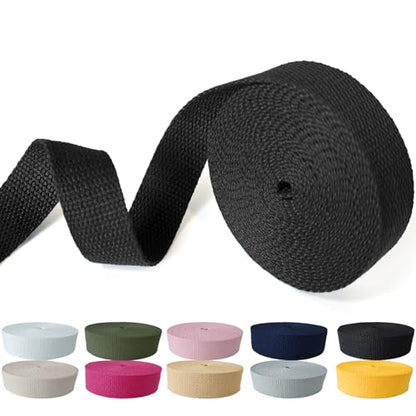 Cotton Webbing 1 Inch 5 Yards for Bag Strap Sewing Crafts, Black - color: Black