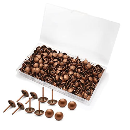 Jiozermi 300 Pcs Upholstery Tacks, Red Bronze, 0.43'' Round Head - color: Red Bronze, size: 0.43" x 0.67" / 11 x 17 mm