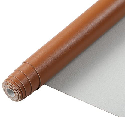 Picheng Smooth Faux Leather Sheets: 13.8"X53" Solid Soft Faux Leather Roll - color: Brown