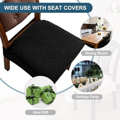 Waterproof Stretch Chair Seat Covers, Set of 6 Black - color: Black, size: 16-20in-Rear-covered