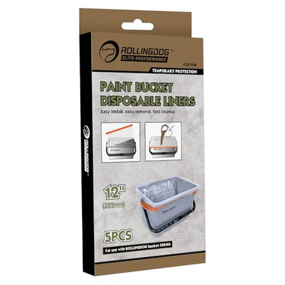 ROLLINGDOG 12 inch Disposable Paint Bucket Liners - color: 5pc Paint Bucket Liners(Drawstring Opening)