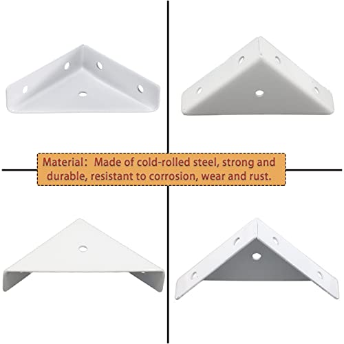 4-Pack Metal Corner Brace Brackets 66mm for Table Cabinet Shelf - size: White