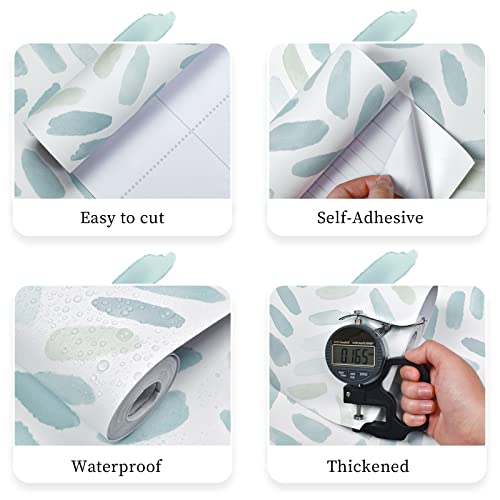 Sevalo Green White Peel and Stick Wallpaper Boho Contact Paper 17.3”×591” - color: green and white, size: 17.3"×591”