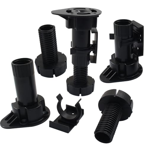 Jiozermi 12 Pack Black Plastic Cabinet Legs, Adjustable 95mm-125mm - size: 95mm-125mm(12pcs)