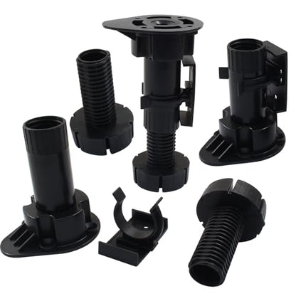 Jiozermi 12 Pack Black Plastic Cabinet Legs, Adjustable 95mm-125mm - size: 95mm-125mm(12pcs)