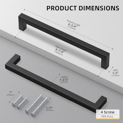 Goldenwarm 22 Pack 6-1/4 Inch Black Cabinet Handles Kitchen Drawer Pulls - color: Matte Black, size: 6-1/4 Inch Hole Centers
