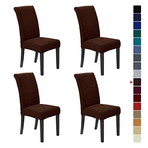 Stretch Chair Covers for Dining Room Set of 4, Removable Washable Dining Room Chair Covers, Dining Chair Slipcovers Seat Protector, Great Home Decor and Banquet Upholstery (Chocolate, 4 Pack) - color: Chocolate, size: 4 pack