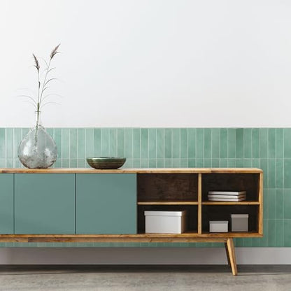 Smart Tiles Peel and Stick backsplash, Stacked Teal, 11.43"x9" - color: Teal