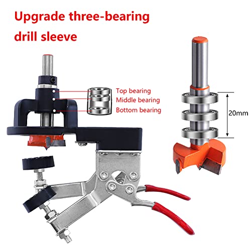 Concealed Positioning Hinge Hole Punch, 35mm Door Hinge Jig With 2 Retaining Clips, High Precision Aluminum Alloy DIY Cabinet Hardware, Adjustable Quick Punch