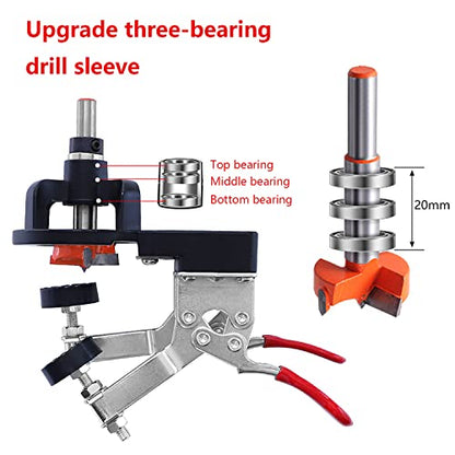 Concealed Positioning Hinge Hole Punch, 35mm Door Hinge Jig With 2 Retaining Clips, High Precision Aluminum Alloy DIY Cabinet Hardware, Adjustable Quick Punch