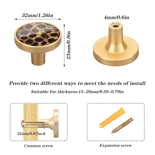 4 Pack Leopard Skin Print Cabinet Knobs Round 1-1/4 Inch (32 mm) Dresser Drawer Pulls Kitchen Cabinet Hardware Handles Knobs for Dresser Kitchen Drawer - color: I126