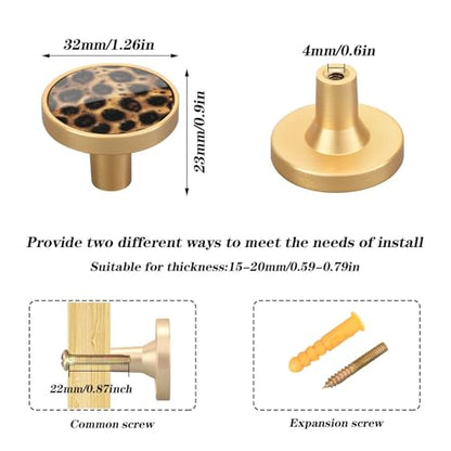 4 Pack Leopard Skin Print Cabinet Knobs Round 1-1/4 Inch (32 mm) Dresser Drawer Pulls Kitchen Cabinet Hardware Handles Knobs for Dresser Kitchen Drawer - color: I126