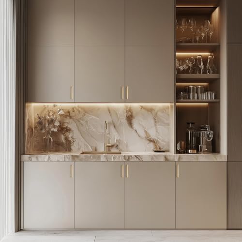 Ravinte Champagne Bronze Kitchen Square Cabinet Handles 3-3/4 Inch 10 Pack - size: 3-3/4 Inch Hole